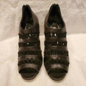 Monolo Blahnik High Heel Leather Shoe Open Toe